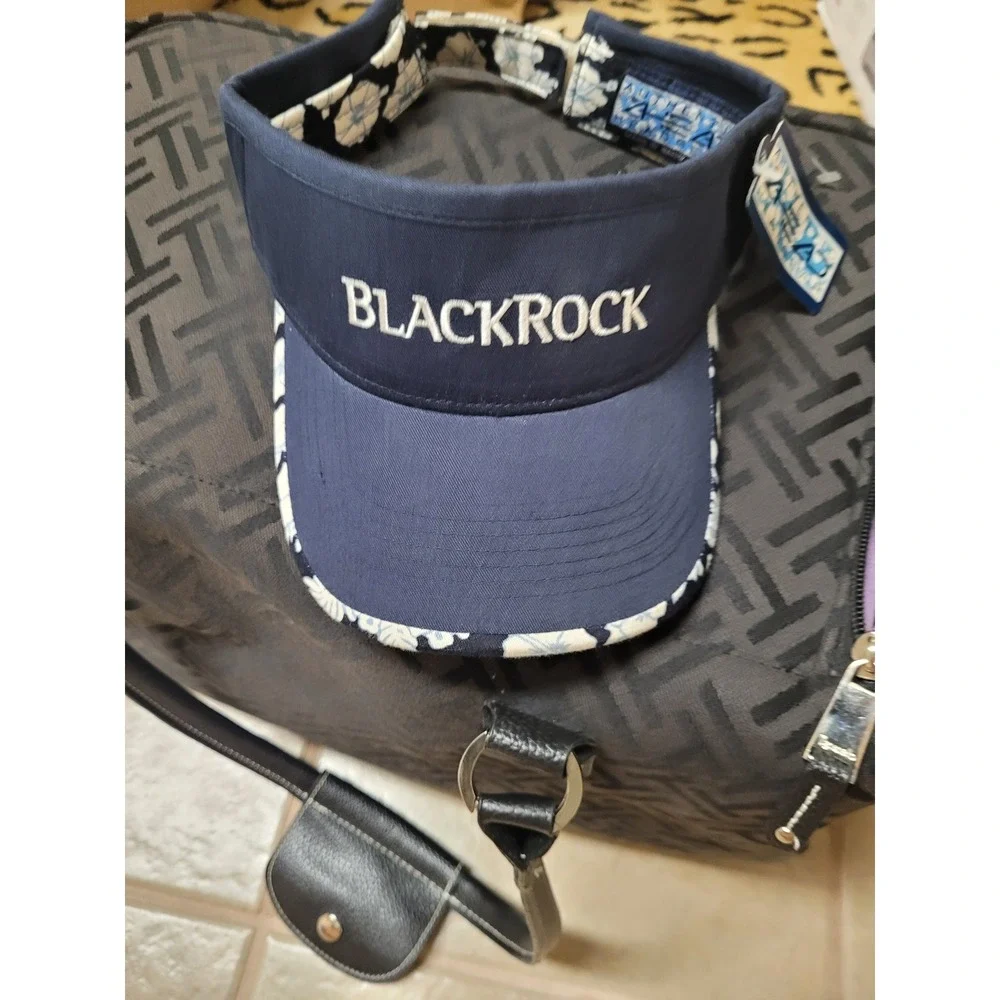 Sun Visor Ahead‎ Headgear Blackrock Navy Blue Botanical Tropical Hibiscus NWT